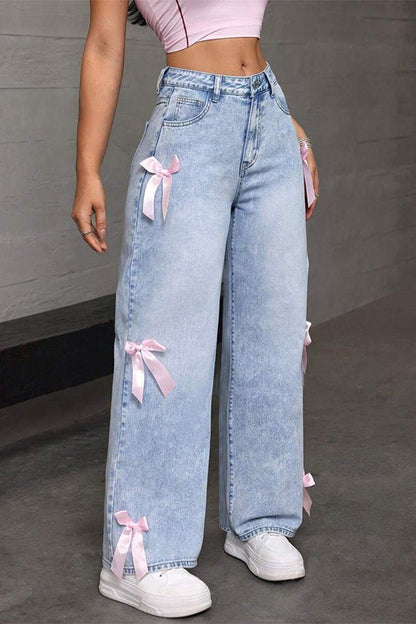 Wide-leg jeans med sideslids
