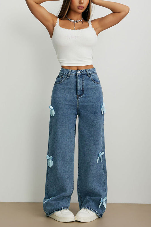Wide-leg jeans med sideslids
