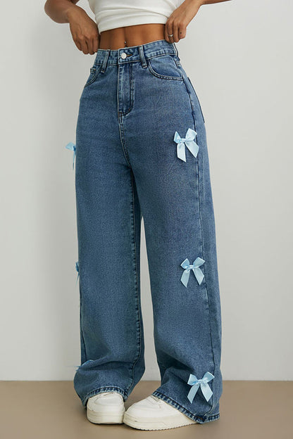 Wide-leg jeans med sideslids