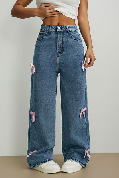 Wide-leg jeans med sideslids