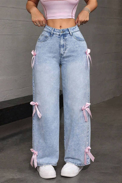 Wide-leg jeans med sideslids