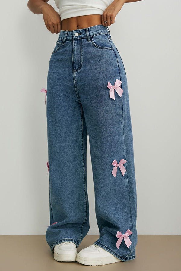 Wide-leg jeans med sideslids