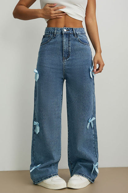 Wide-leg jeans med sideslids