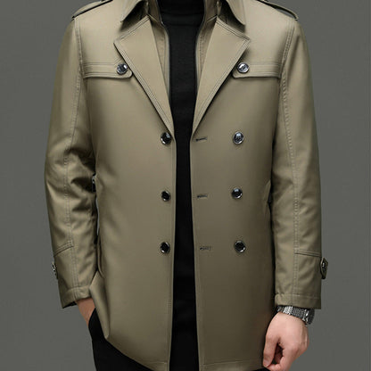 Herre mellemlang trenchcoat med aftageligt inderlag